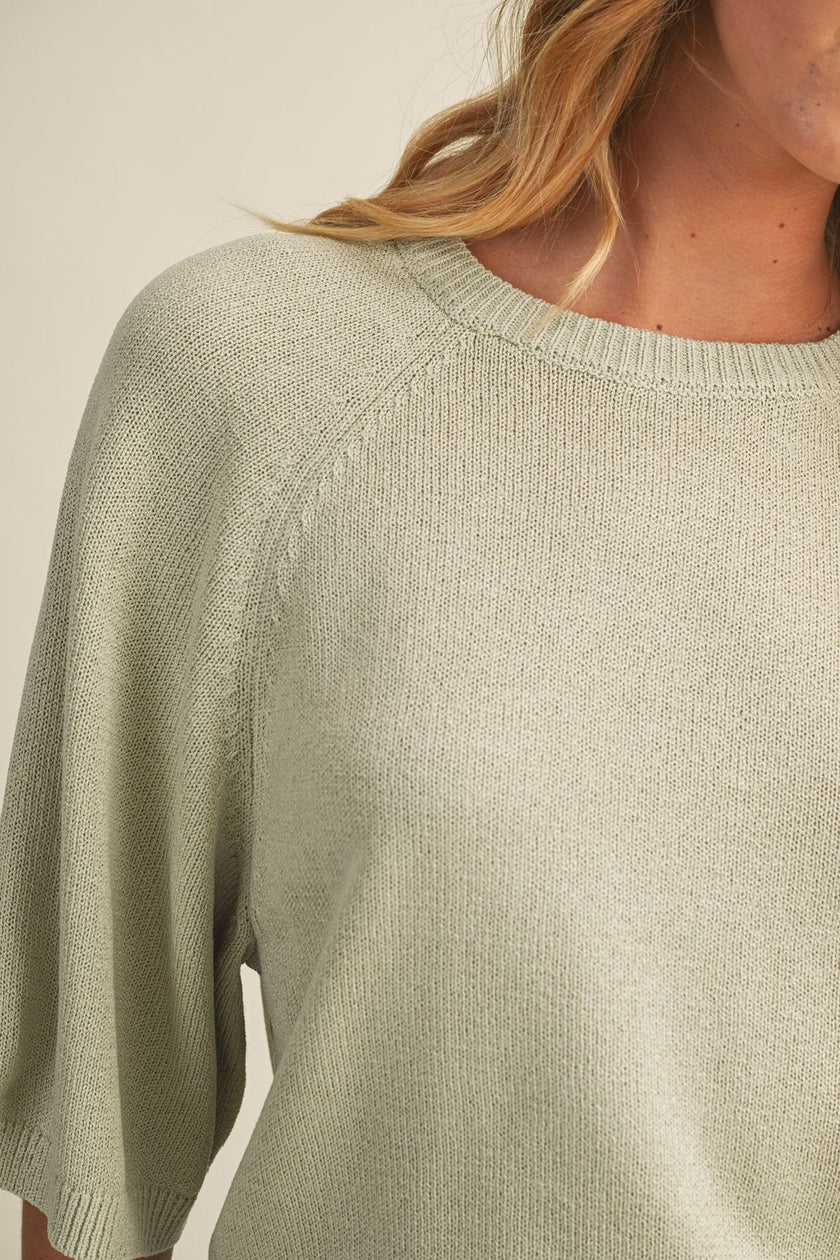 Chocho's Boutique Amy Raglan Short Sleeve Sweater