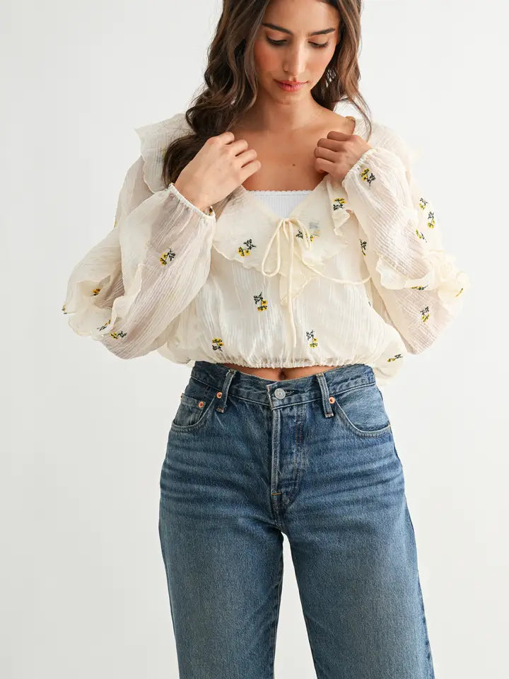 Chocho's Boutique Iris Floral Blouse