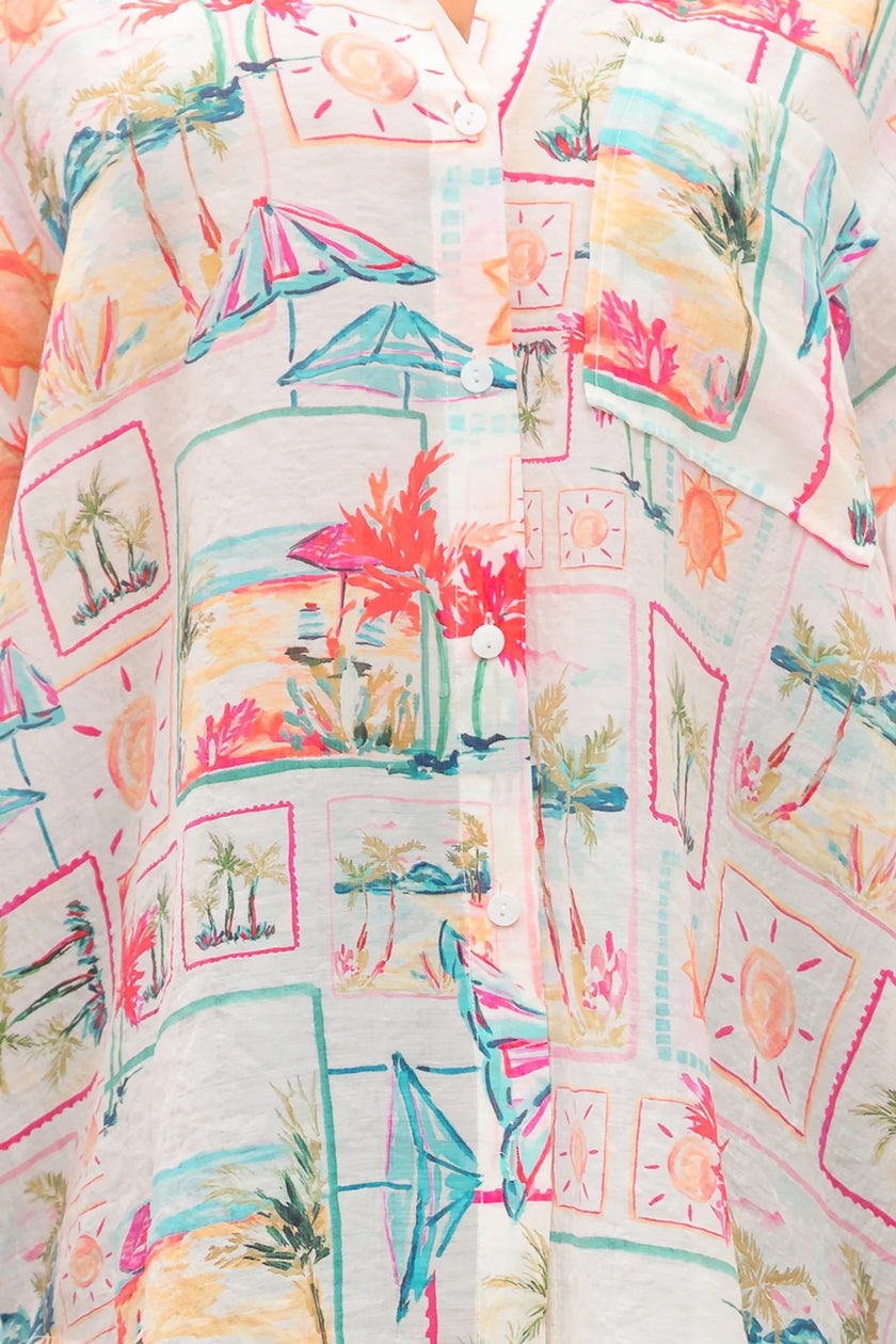Chocho's Boutique Jasmine Vacation Button Up Top
